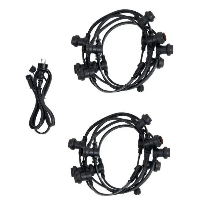 Verbindbare schwarze Lichterkette mit Stecker 10m 20-Lichter IP44 - Lubber