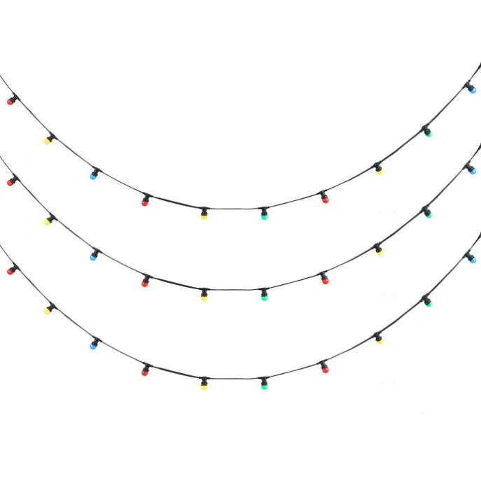 Verbindbare schwarze Lichterkette mit Stecker 18m inkl. E27 30-Lichter IP44 - Lubber