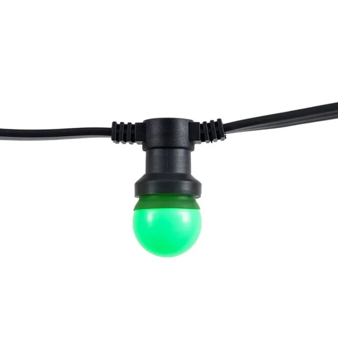 Verbindbare schwarze Lichterkette mit Stecker 18m inkl. E27 30-Lichter IP44 - Lubber