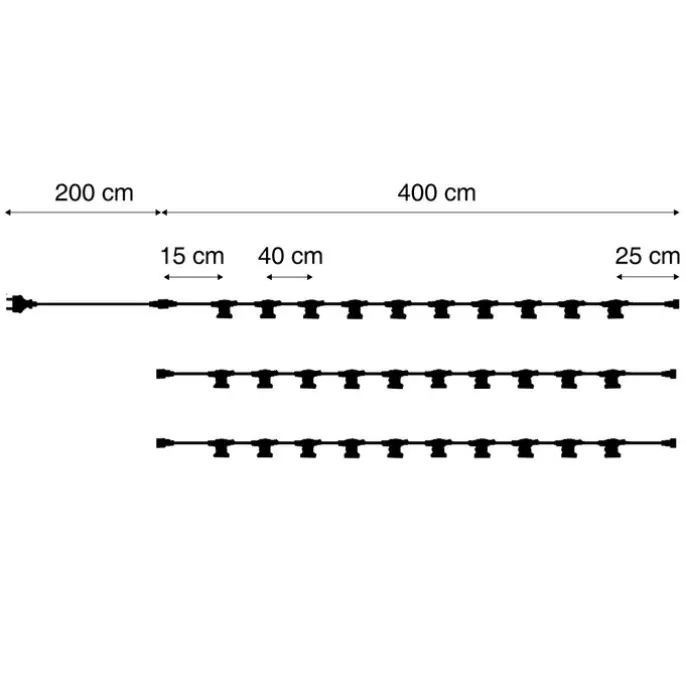 Verbindbare schwarze Lichterkette mit Stecker 18m inkl. E27 30-Lichter IP44 - Lubber