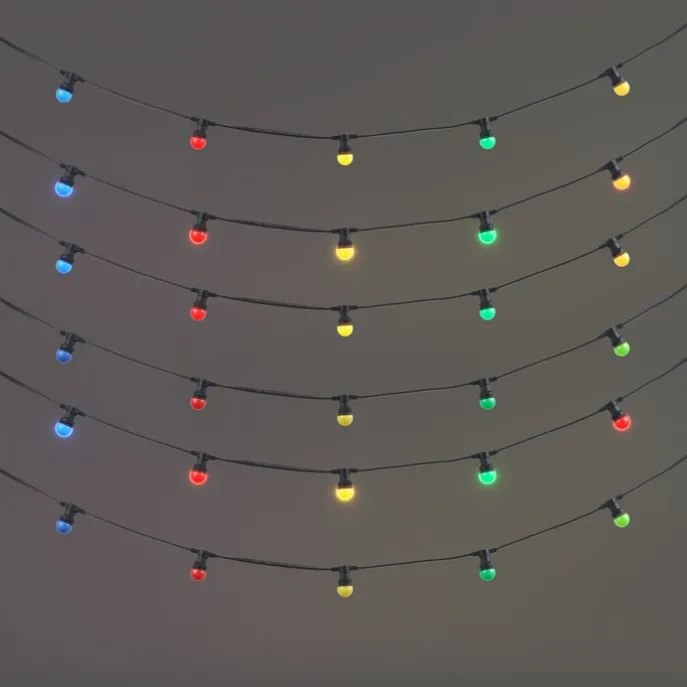 Verbindbare schwarze Lichterkette mit Stecker 18m inkl. E27 30-Lichter IP44 - Lubber