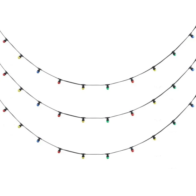 Verbindbare schwarze Lichterkette mit Stecker 18m inkl. E27 30-Lichter IP44 - Lubber