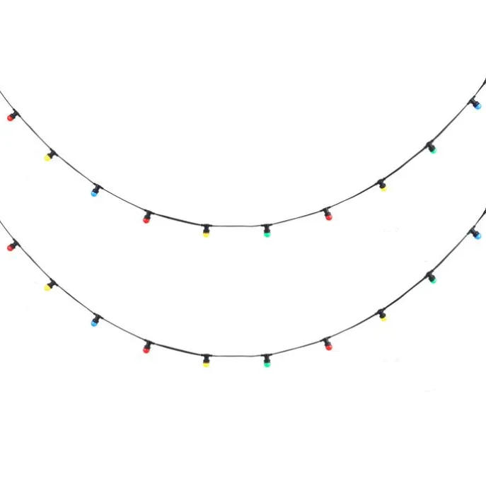 Verbindbare schwarze Lichterkette mit Stecker 10m inkl. E27 20-Lichter IP44 - Lubber