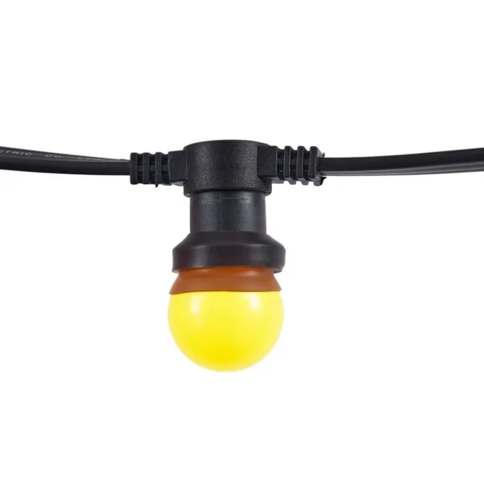 Verbindbare schwarze Lichterkette mit Stecker 10m inkl. E27 20-Lichter IP44 - Lubber