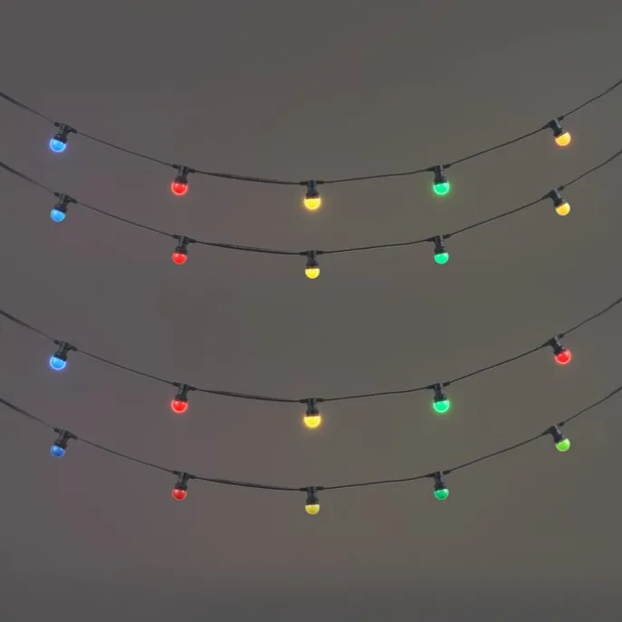 Verbindbare schwarze Lichterkette mit Stecker 10m inkl. E27 20-Lichter IP44 - Lubber