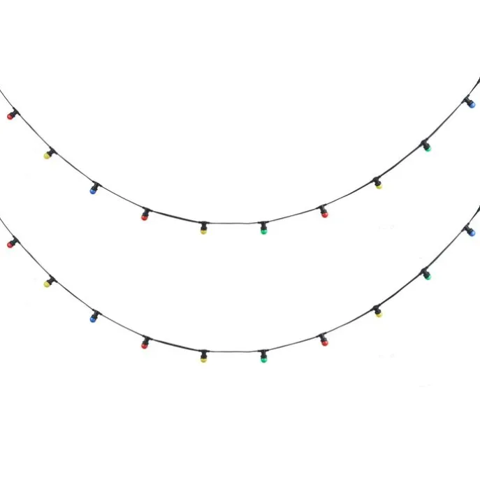 Verbindbare schwarze Lichterkette mit Stecker 10m inkl. E27 20-Lichter IP44 - Lubber