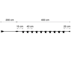 Verbindbare schwarze Lichterkette mit Stecker 6m 10-Lichter IP54 - Lubber