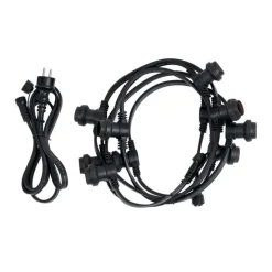 Verbindbare schwarze Lichterkette mit Stecker 6m 10-Lichter IP54 - Lubber
