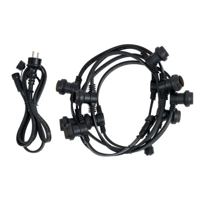 Verbindbare schwarze Lichterkette mit Stecker 6m 10-Lichter IP54 - Lubber