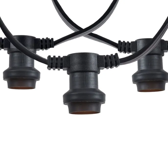 Verbindbare schwarze Lichterkette mit Stecker 14m 30-Lichter IP44 - Lubber