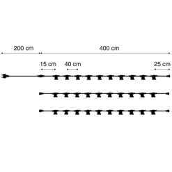 Verbindbare schwarze Lichterkette mit Stecker 14m 30-Lichter IP44 - Lubber
