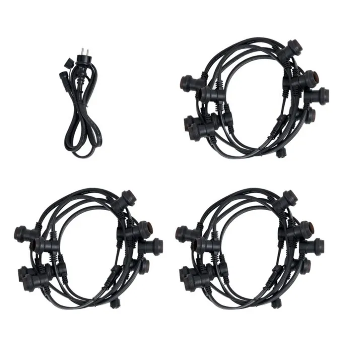 Verbindbare schwarze Lichterkette mit Stecker 14m 30-Lichter IP44 - Lubber