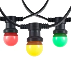 Verbindbare schwarze Lichterkette mit Stecker 6m inkl. E27 Multicolor 10-Lichter IP54 - Lubber
