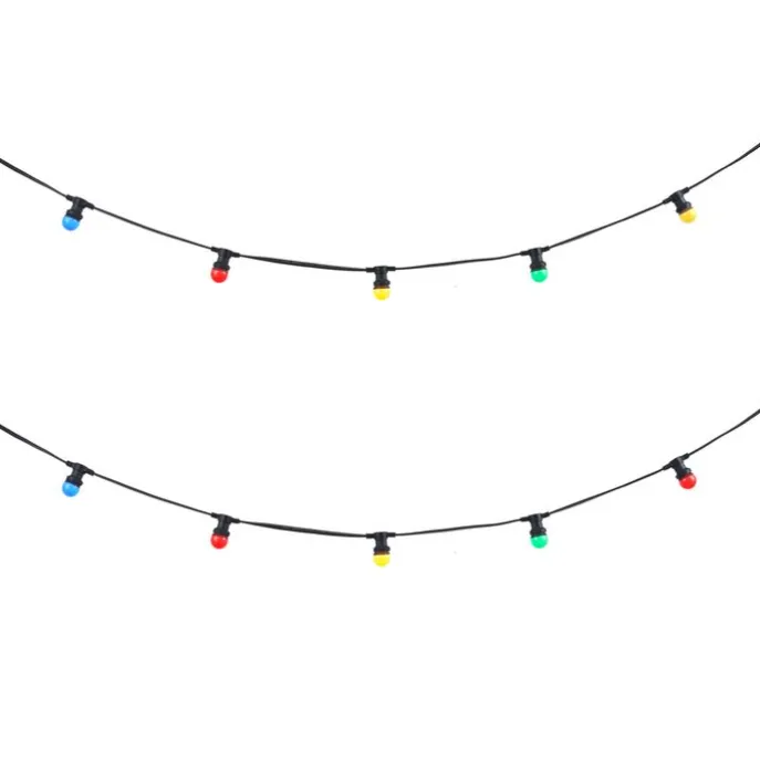 Verbindbare schwarze Lichterkette mit Stecker 6m inkl. E27 Multicolor 10-Lichter IP54 - Lubber
