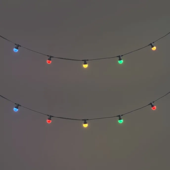 Verbindbare schwarze Lichterkette mit Stecker 6m inkl. E27 Multicolor 10-Lichter IP54 - Lubber