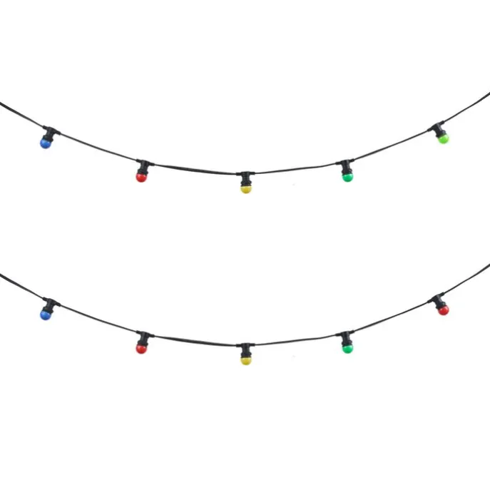 Verbindbare schwarze Lichterkette mit Stecker 6m inkl. E27 Multicolor 10-Lichter IP54 - Lubber