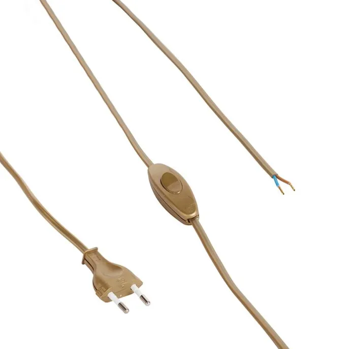Verbindungskabel 80-120 cm mit Schalter und Stecker gold