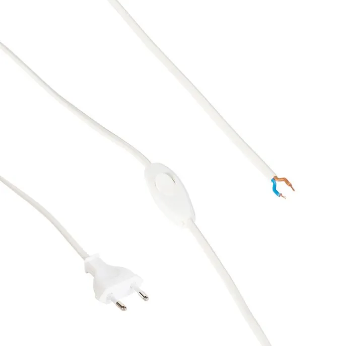 Verbindungskabel 80-120cm mit Schalter und Stecker weiß
