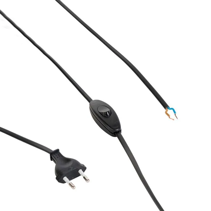 Verbindungskabel 80-120cm mit Schalter und Stecker schwarz