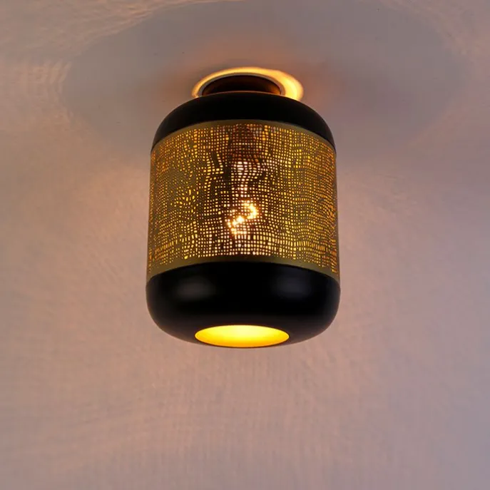 Vintage Deckenlampe schwarz mit Messing - Kayleigh