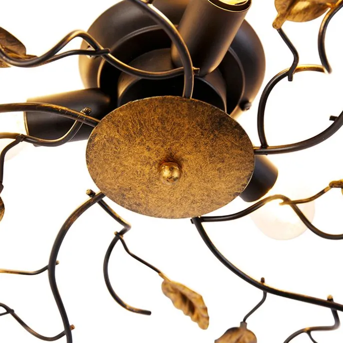 Vintage Deckenlampe schwarz mit Gold 50 cm 3 Lichter - Foglie
