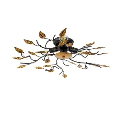Vintage Deckenlampe schwarz mit Gold 50 cm 3 Lichter - Foglie
