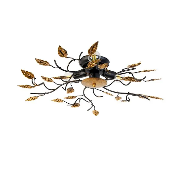 Vintage Deckenlampe schwarz mit Gold 50 cm 3 Lichter - Foglie