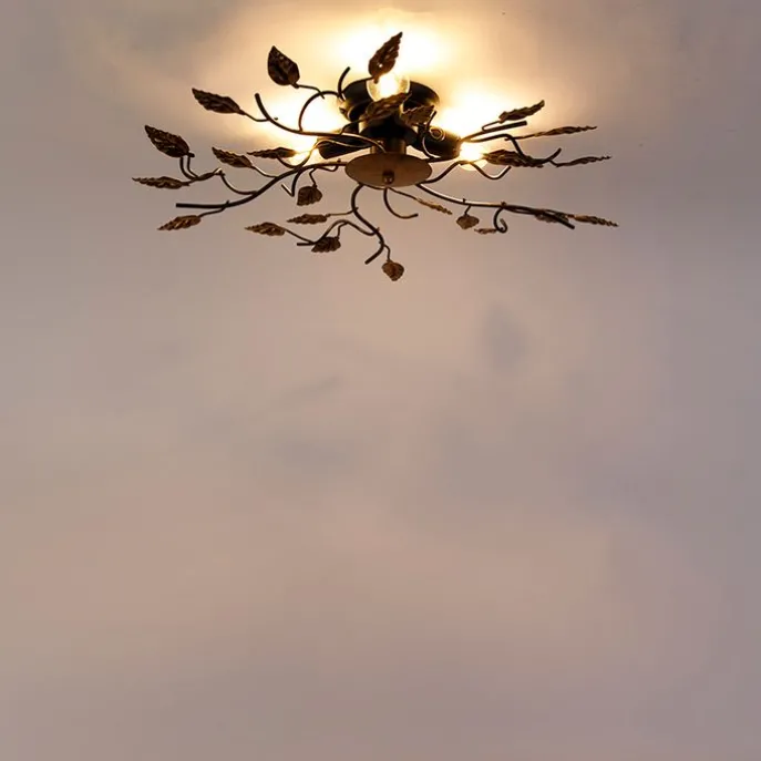 Vintage Deckenlampe schwarz mit Gold 50 cm 3 Lichter - Foglie