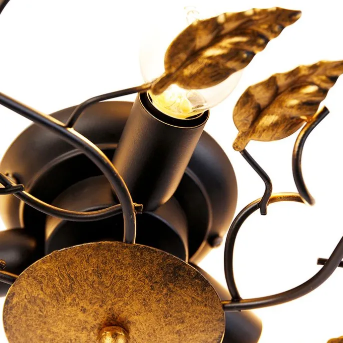 Vintage Deckenlampe schwarz mit Gold 50 cm 3 Lichter - Foglie