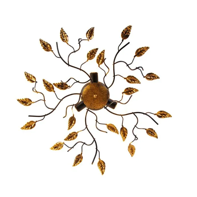 Vintage Deckenlampe schwarz mit Gold 50 cm 3 Lichter - Foglie