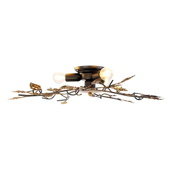 Vintage Deckenlampe schwarz mit Gold 50 cm 3 Lichter - Foglie