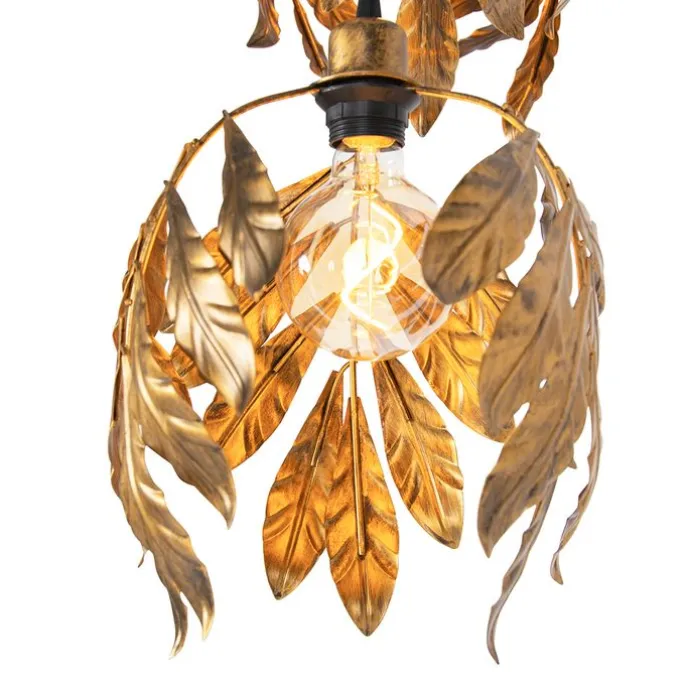 Vintage Hängelampe Antik Gold rund 3-flammig - Linde