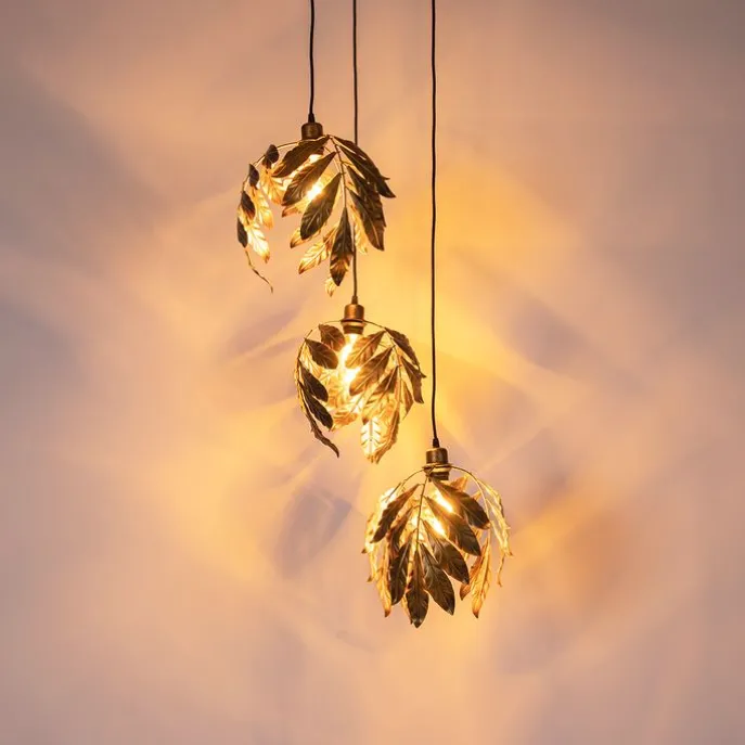 Vintage Hängelampe Antik Gold rund 3-flammig - Linde