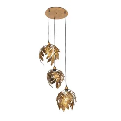 Vintage Hängelampe Antik Gold rund 3-flammig - Linde