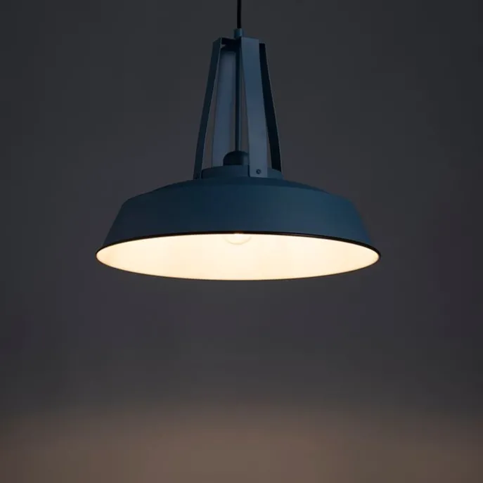 Vintage Hängelampe Blau Rund 43cm - Living