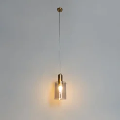 Vintage Hängelampe Messing mit Rauchglas - Vidra