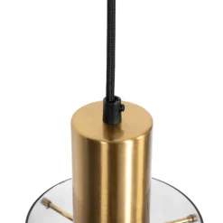 Vintage Hängelampe Messing mit Rauchglas - Vidra