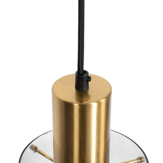 Vintage Hängelampe Messing mit Rauchglas - Vidra