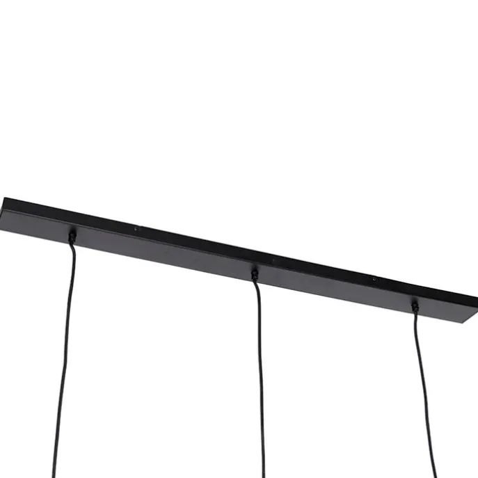 Vintage Hängelampe schwarz mit Messing länglich 3-flammig - Kayleigh