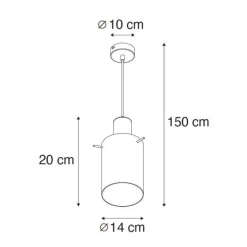 Vintage Hängelampe schwarz mit Rauchglas - Vidra