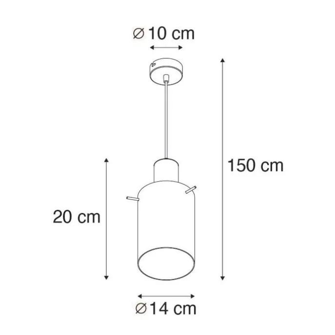 Vintage Hängelampe schwarz mit Rauchglas - Vidra