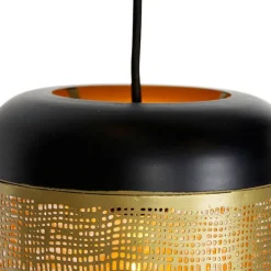 Vintage Hängelampe schwarz mit Messing rund 3-flammig - Kayleigh