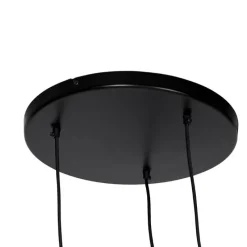 Vintage Hängelampe schwarz mit Messing rund 3-flammig - Kayleigh