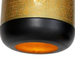 Vintage Hängelampe schwarz mit Messing rund 3-flammig - Kayleigh