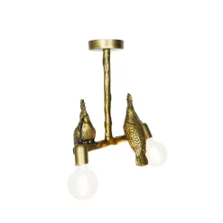 Vintage Messing Deckenlampe 2-flammig - Papegoje