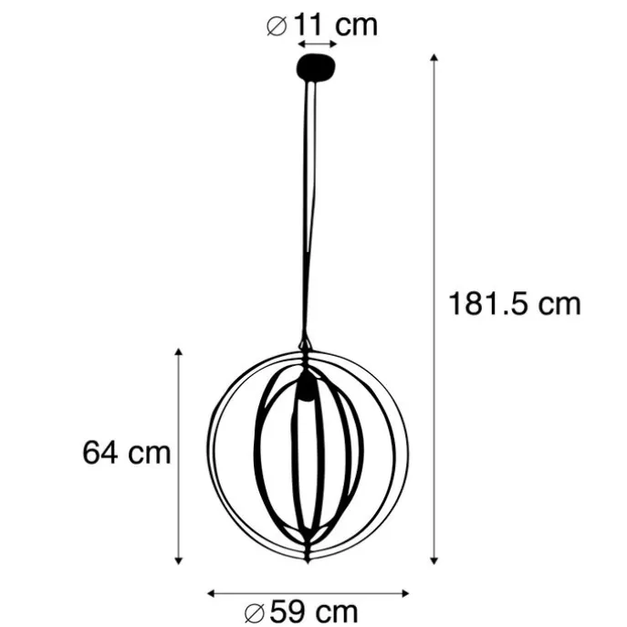 Vintage Messing Drehbare Hängelampe - Rings