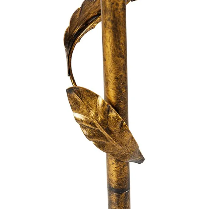 Vintage Stehlampe Antik Gold mit grünem Schirm - Linden