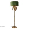 Vintage Stehlampe Antik Gold mit grünem Schirm - Linden