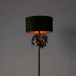 Vintage Stehlampe Antik Gold mit grünem Schirm - Linden