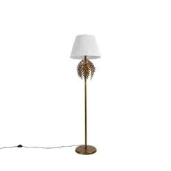 Vintage Stehlampe Gold mit Faltenschirm weiß 45 cm - Botanica